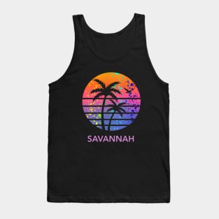 Savannah Georgia Rainbow Splatter Tropical Sunset Souvenir Tank Top